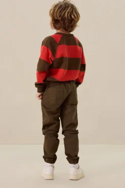 Donkerbruine pull on broek met aantrekkoorden