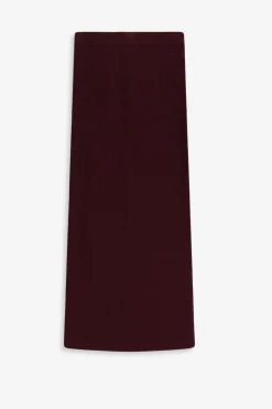 Donkerbruine rib gebreide rok