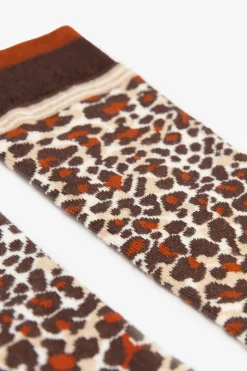 Donkerbruine sokken met leopard print