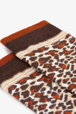 Donkerbruine sokken met leopard print