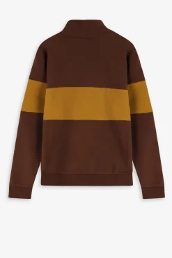 Donkerbruine sweater met streep