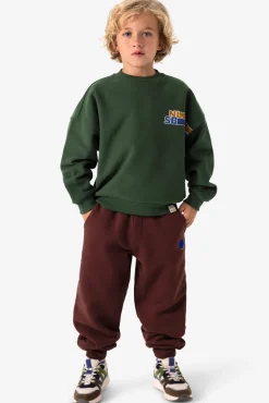 Donkerbruine sweatpants met embroidery