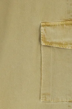 Donkergele high waist cargo broek