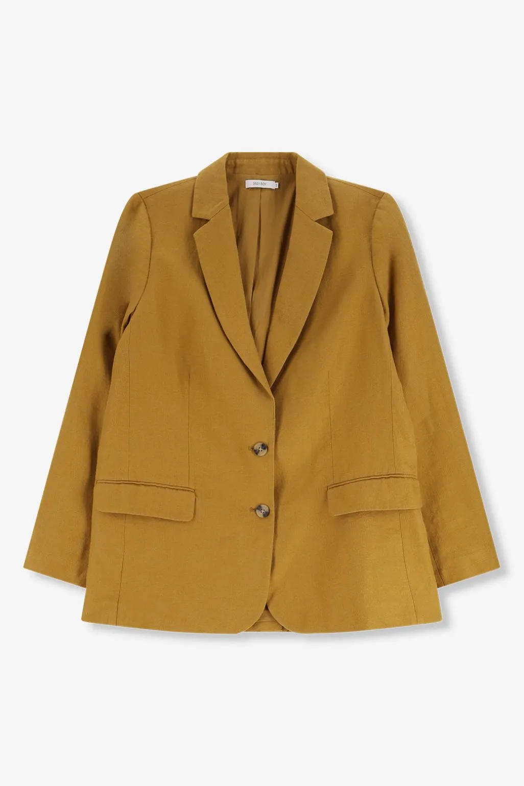 Donkergele linnen oversized blazer