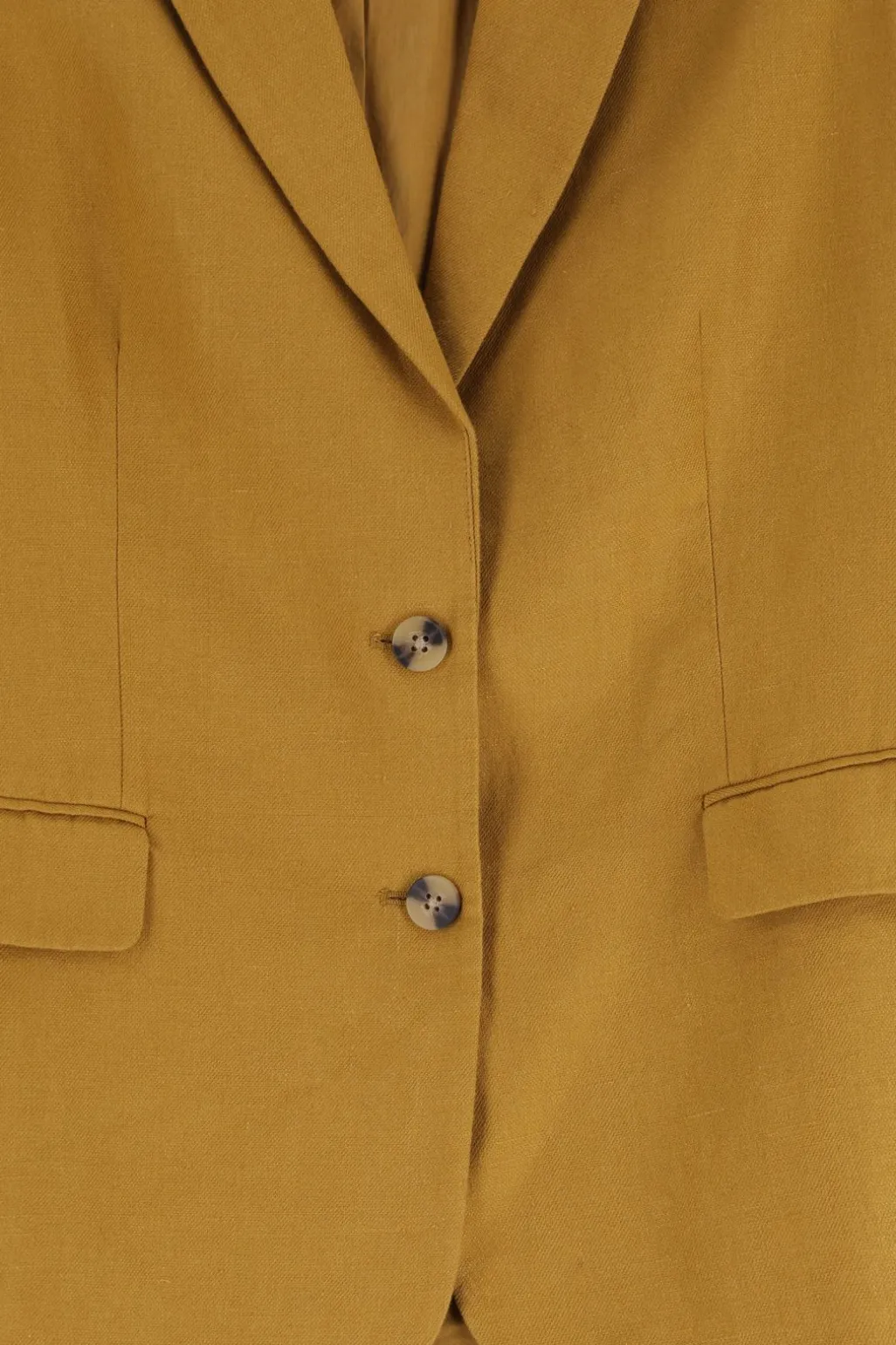 Donkergele linnen oversized blazer