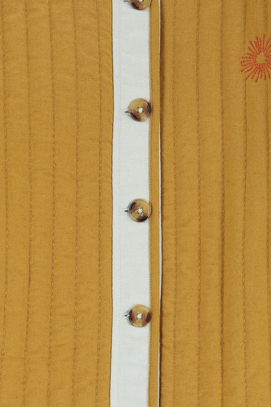 Donkergele quilted jas met embroidery