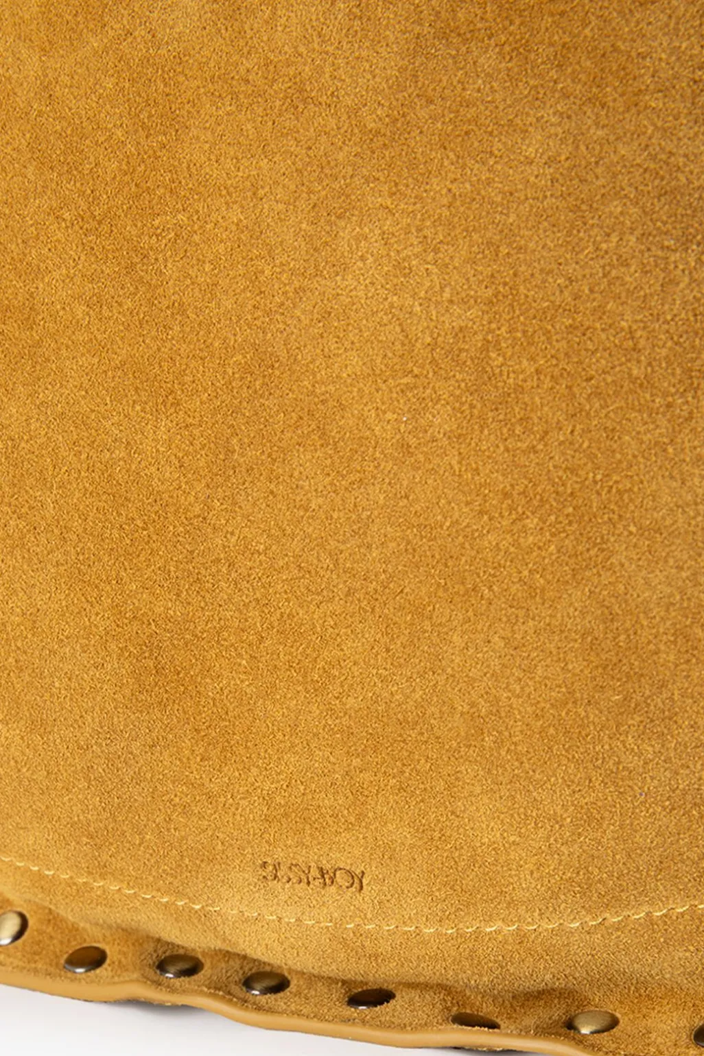Donkergele suede shopper met studs