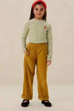Donkergele wide leg corduroy broek