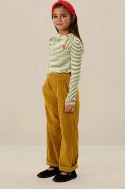 Donkergele wide leg corduroy broek