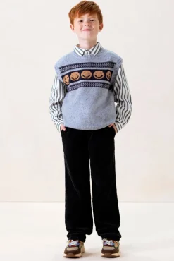 Donkergrijze corduroy pull on broek