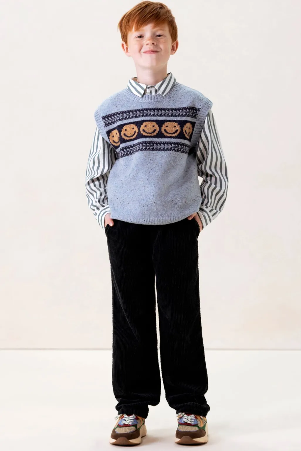Donkergrijze corduroy pull on broek