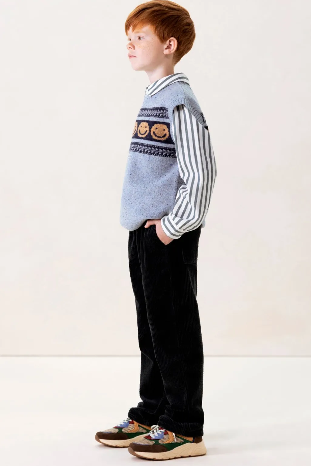 Donkergrijze corduroy pull on broek