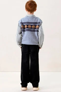 Donkergrijze corduroy pull on broek