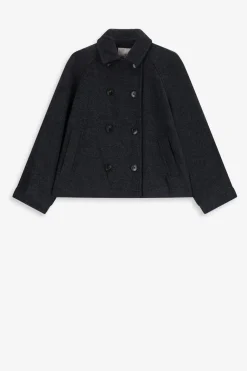 Donkergrijze korte trenchcoat