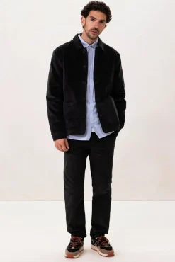 Donkergrijze mid-rise corduroy broek
