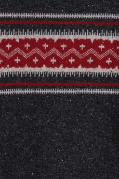 Donkergrijze wollen trui met jacquard print