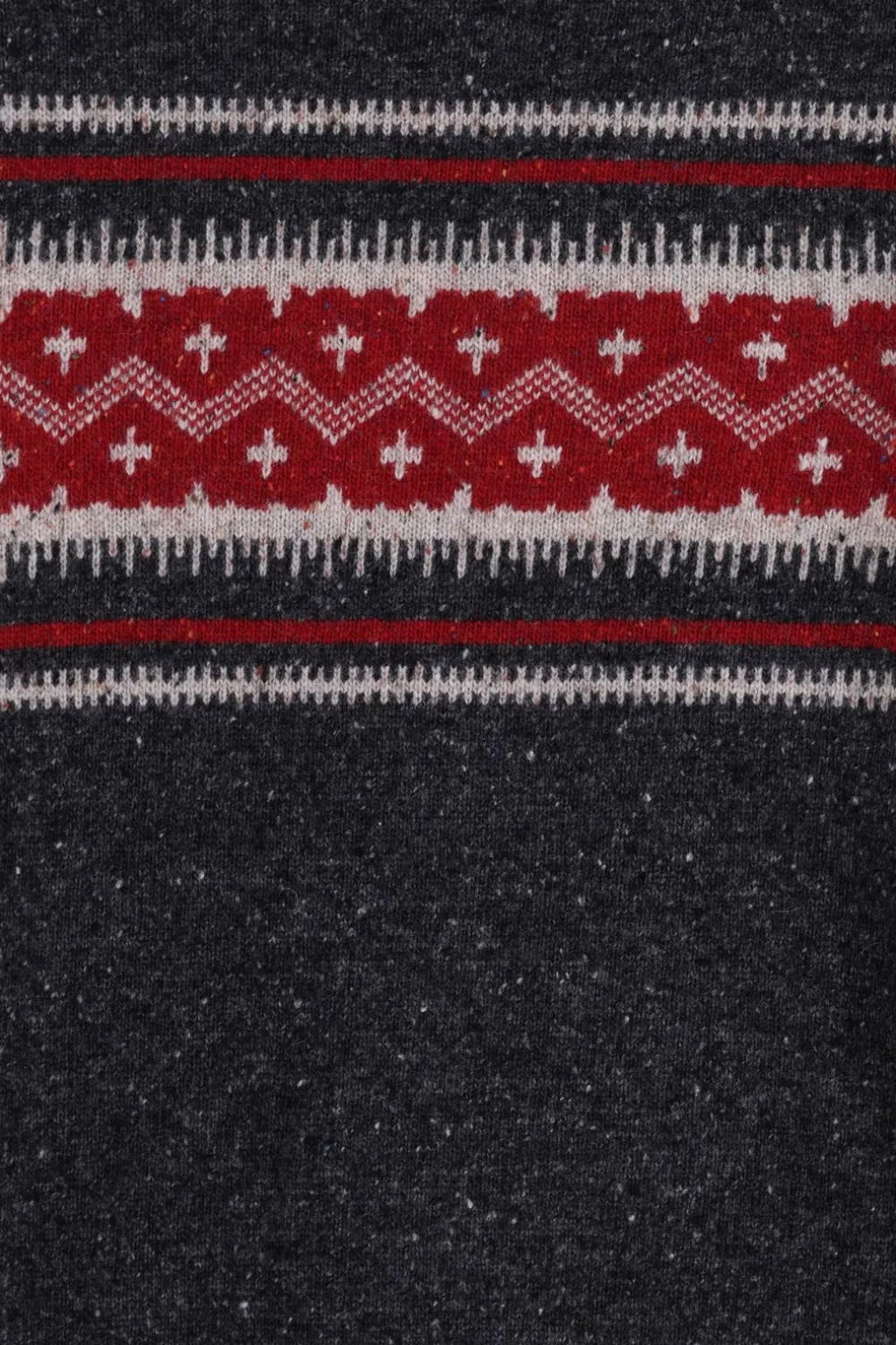 Donkergrijze wollen trui met jacquard print
