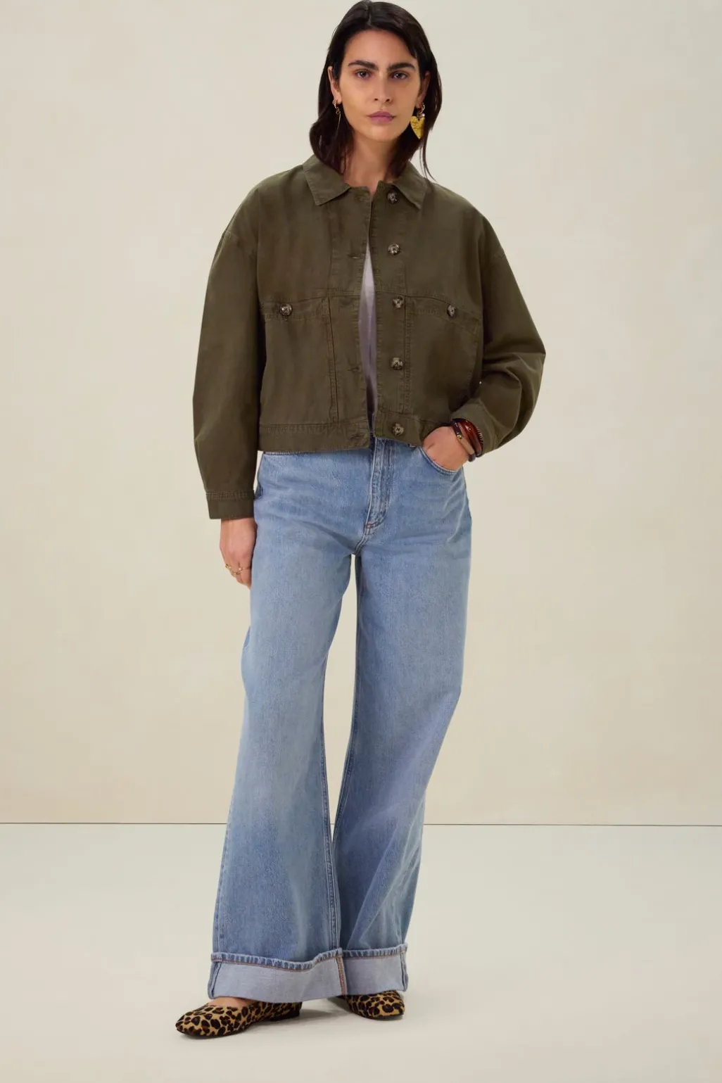 Donkergroen cropped jack