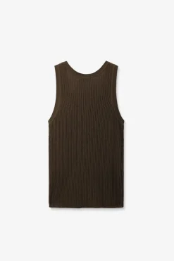 Donkergroen gebreid singlet