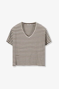 Donkergroen gestreept T-shirt
