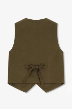 Donkergroen linnen gilet