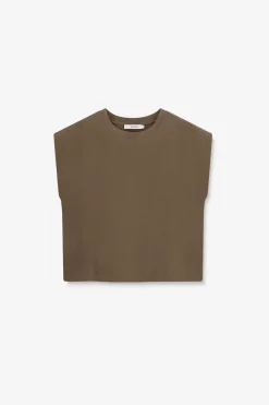 Donkergroen mouwloos T-shirt