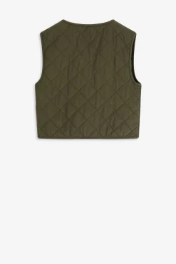 Donkergroen quilted gilet