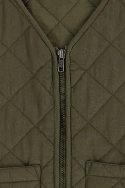 Donkergroen quilted gilet