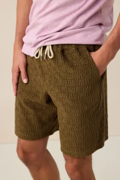 Donkergroene badstof shorts