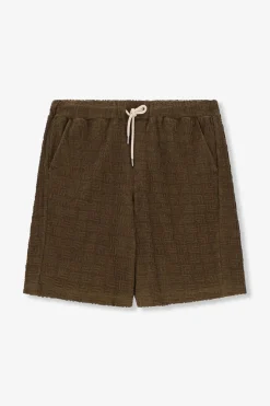 Donkergroene badstof shorts