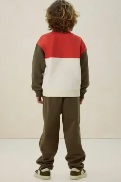 Donkergroene colourblock sweater