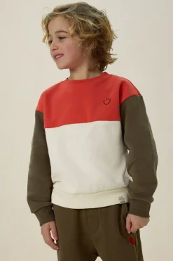 Donkergroene colourblock sweater