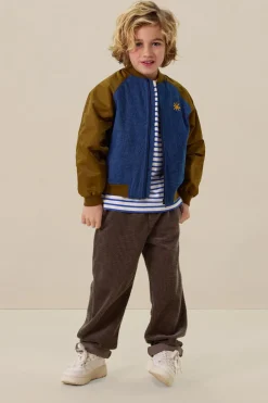 Donkergroene denim bomberjack met artwork