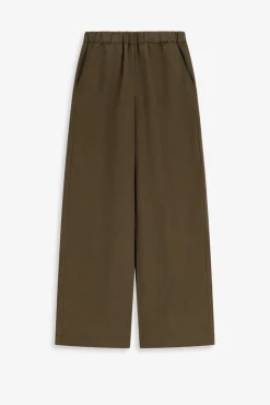 Donkergroene high waist wide leg broek