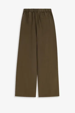 Donkergroene high waist wide leg broek