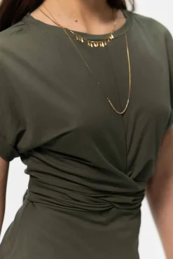 Donkergroene jersey wikkeljurk