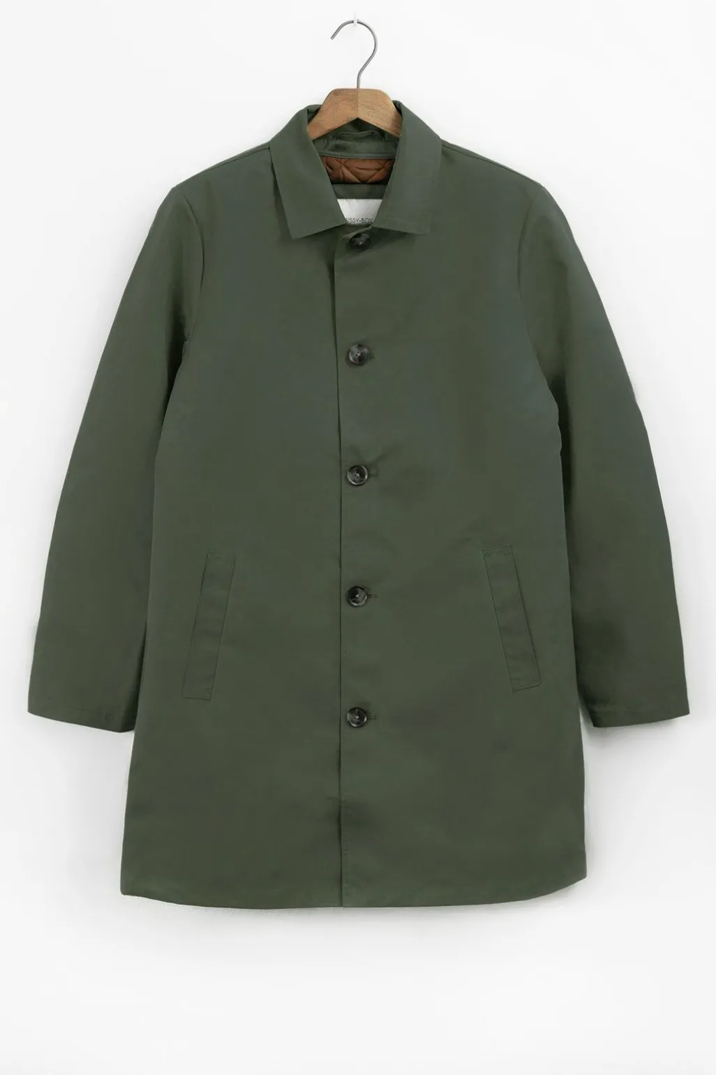 Donkergroene mackintosh jas