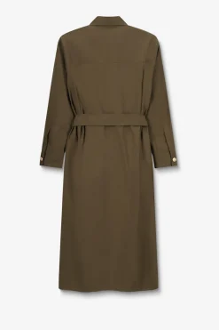 Donkergroene maxi jurk met ceintuur