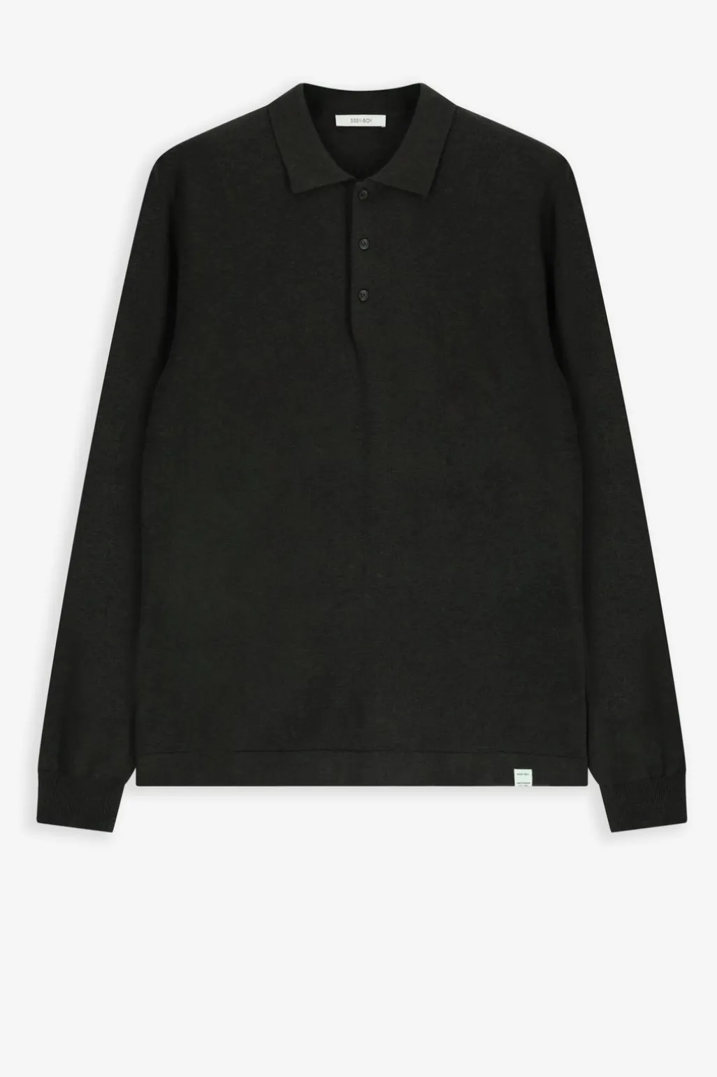 Donkergroene merino wollen polo
