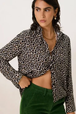 Donkergroene mid waist wide leg corduroy broek