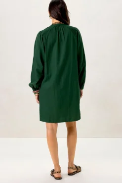 Donkergroene midi jurk met riem