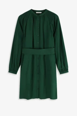 Donkergroene midi jurk met riem