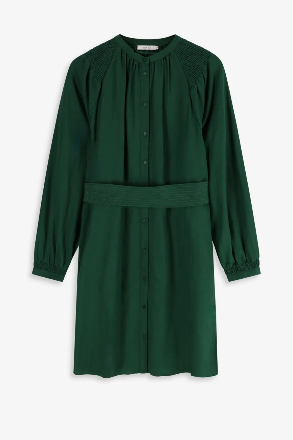 Donkergroene midi jurk met riem