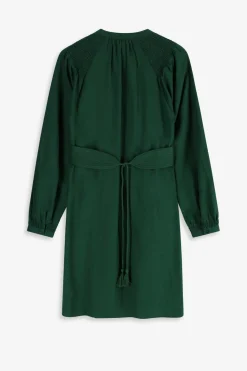 Donkergroene midi jurk met riem