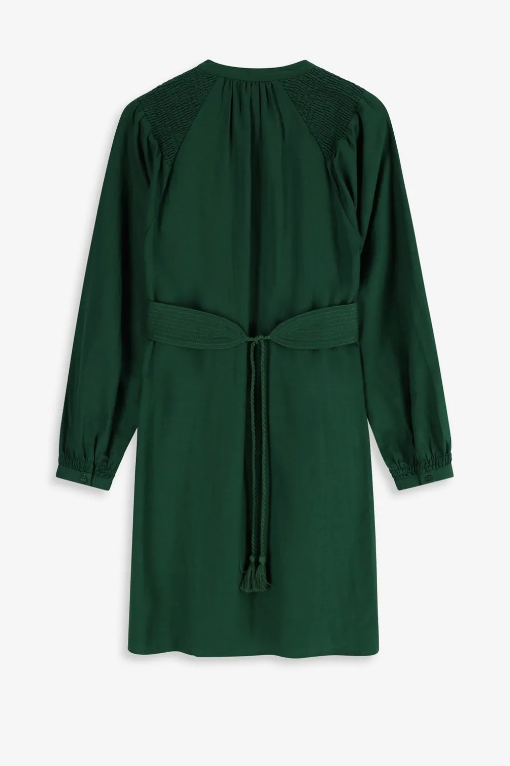 Donkergroene midi jurk met riem