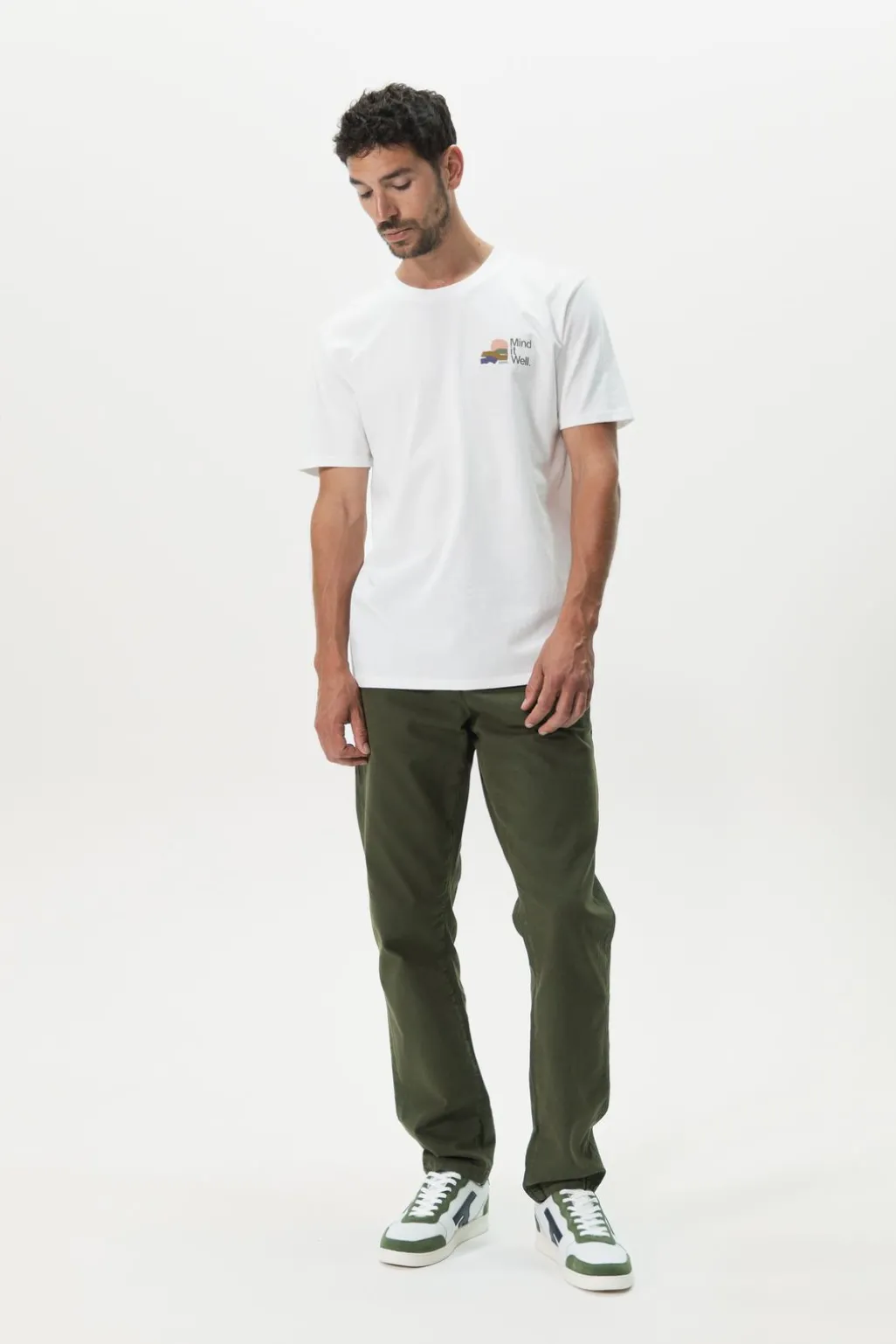 Donkergroene mid-rise katoenen chino