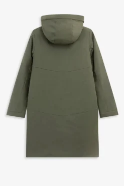 Donkergroene parka met uitneembare faux fur voering