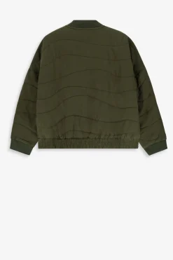 Donkergroene quilted bomber jas
