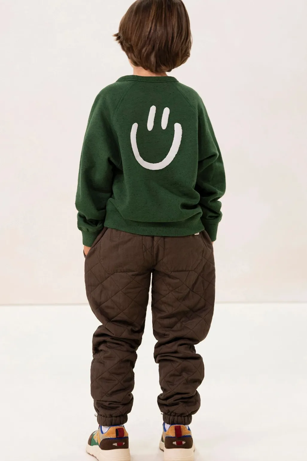 Donkergroene quilted pull on broek