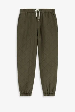 Donkergroene quilted pull on broek